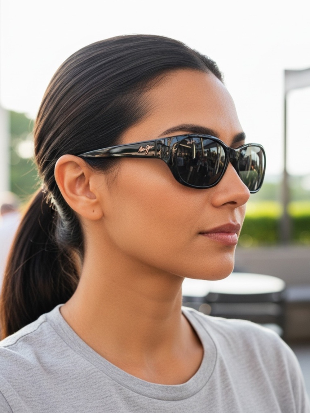 Maui Jim Black Polarized Women's Sunglasses with Subtle Gold Logo